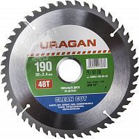 Диск пильный "Clean cut" по дереву, 190х30мм, 48Т, URAGAN