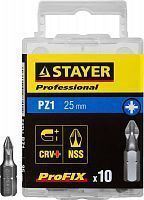 Биты STAYER "PROFESSIONAL" ProFix Pozidriv, тип хвостовика C 1/4", № 1, L=25мм, 10шт