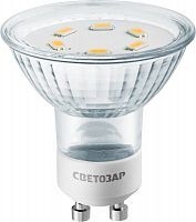 Лампы СВЕТОЗАР светодиодные "LED technology", цоколь GU10, теплый белый свет (3000К), 230В, 3Вт (25)