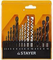 Набор STAYER "STANDARD": Сверла комбинированные, дерево (4-5-6-8-10мм), металл (2-3-4-6-8мм), бетон (4-5-6-8-10мм), 16 предметов