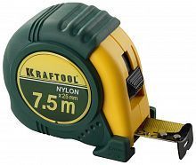 KRAFTOOL NYLON 7,5м / 25мм рулетка с ударостойким обрезиненным корпусом