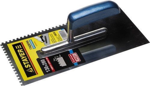 STAYER Profi 130х280 мм, 8х8 мм, гладилка штукатурная зубчатая нержавеющая с деревянной ручкой