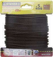Шнур STAYER "MASTER" хозяйственно-бытовой, полипропиленовый, вязанный, с сердечником, черный, d 5, 20м