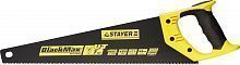 Ножовка универсальная (пила) STAYER BlackMAX 450 мм, 7TPI, тефлон покрытие, рез вдоль и поперек волокон, для средних заготовок, фанеры, ДСП, МДФ