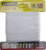 Шнур STAYER "MASTER" хозяйственно-бытовой, полипропиленовый, вязанный, с сердечником, белый, d 4, 20м