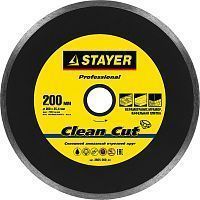 Clean Cut 200 мм, диск алмазный отрезной сплошной по керамограниту, мрамору, плитке, STAYER Professional