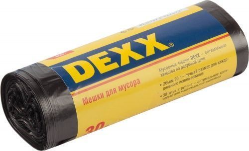 Мешки для мусора DEXX, черные, 30л, 30шт Мешки для мусора DEXX, черные, 30л, 30шт