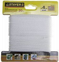 Шнур STAYER "STANDARD" хозяйственно-бытовой, полипропиленовый, вязанный, без сердечника, белый, d 4, 20м