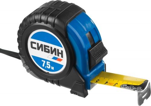 СИБИН 7.5м / 25мм рулетка в ударостойком обрезиненном корпусе СИБИН 7.5м / 25мм рулетка в ударостойком обрезиненном корпусе