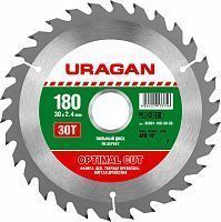 Диск пильный "Optimal cut" по дереву, 180х30мм, 30Т, URAGAN