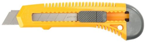 Нож STAYER "STANDARD" с выдвижным сегмент. лезвием, пластмасс.,18мм