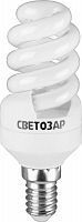 Энергосберегающая лампа СВЕТОЗАР "КОМПАКТ" спираль,цоколь E14(миньон),Т2,теплый белый свет(2700 К), 10000час, 9Вт(45)